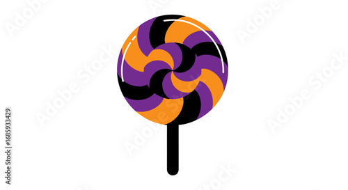 Halloween swirl lollipop, abstract design featuring festive color scheme and