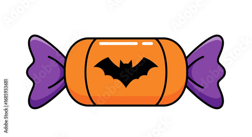 Whimsical halloween candy with a bat emblem for trick or treating fun