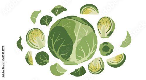 Stylized brussels sprouts arrangement offering a fresh culinary concept design