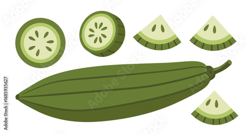 Wholesome angled gourd illustration for fresh culinary presentations usage