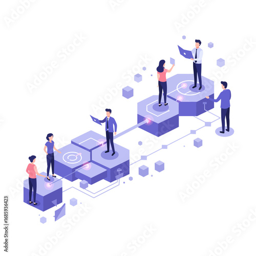 Empowering Team Collaboration through Connected Digital Solutions - A Vector Illustration Concept
