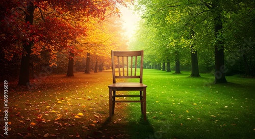 Fototapeta Naklejka Na Ścianę i Meble -  bench in autumn park