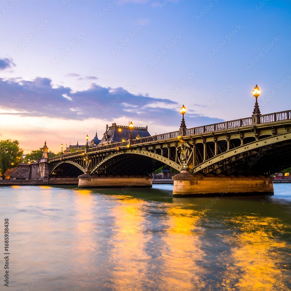Fototapeta premium Parisian bridge at sunset (1)