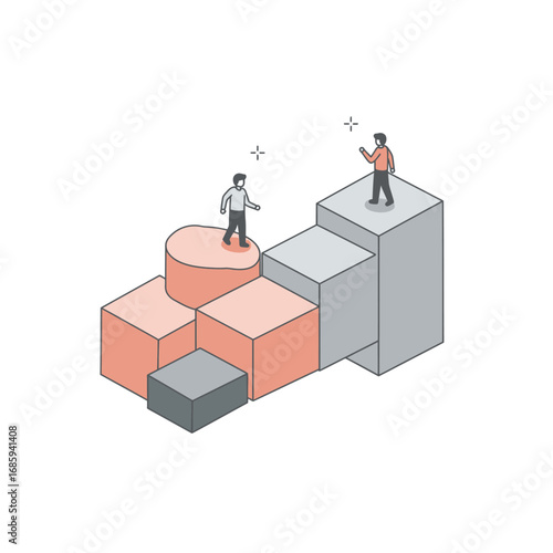 Strategic Progression: Mentorship Guiding the Path to Business Success Vector Illustration