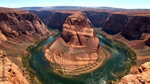 Stunning Aerial View of Horseshoe Bend: Captivating Landscape of the Colorado River Canyon