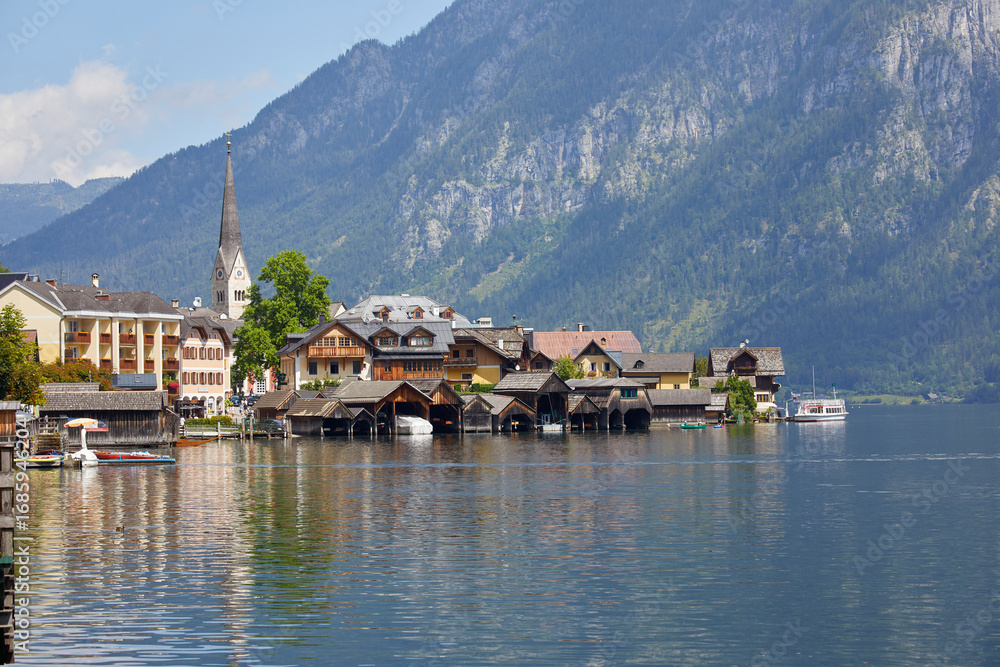 Naklejka premium View of the traditional town of Hallstat, Austria