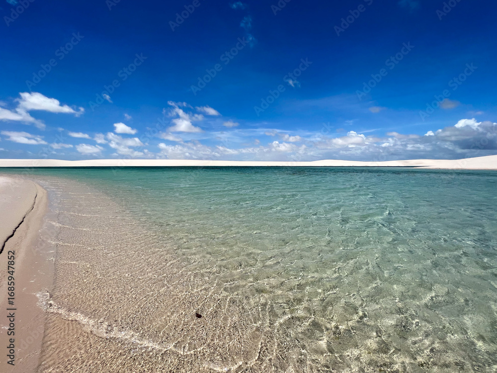 Obraz premium Brazil, Barreirinhas- 2023, May: lagoon and sand dunes in lençóis maranhenses
