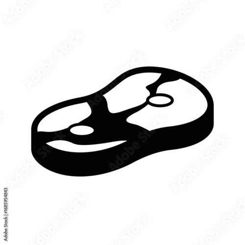 Simple monochrome illustration of a raw steak, a classic culinary symbol for menus, recipes, or butcher shop designs