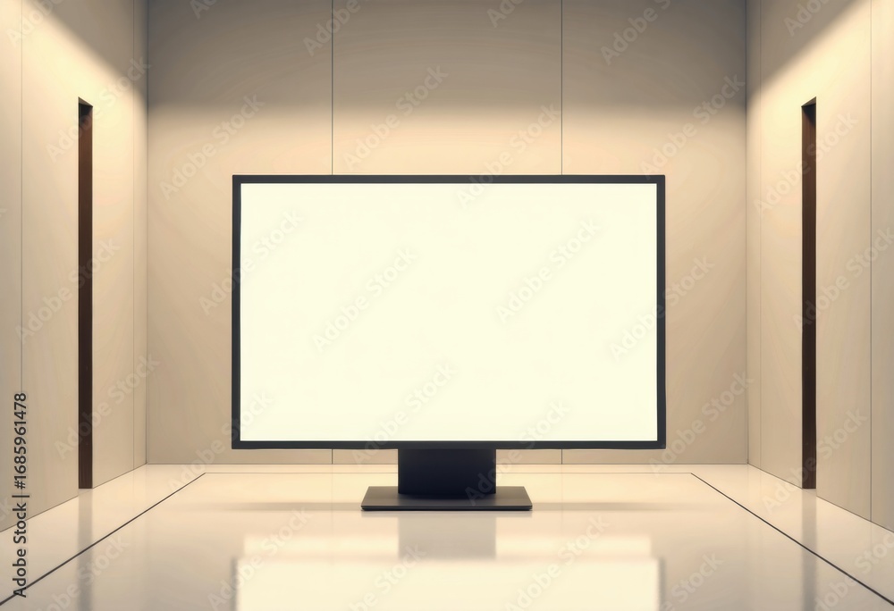 Fototapeta premium High-rise corridor featuring a blank monitor positioned near the front