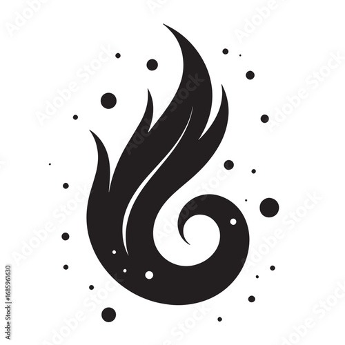 Abstract Flame Design Black and white illustration