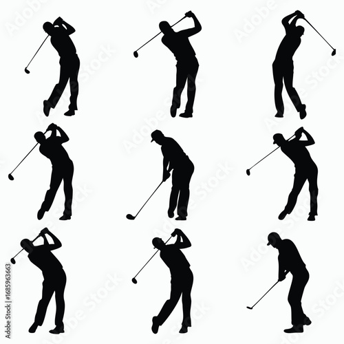 Golf Player Silhouettes Collection