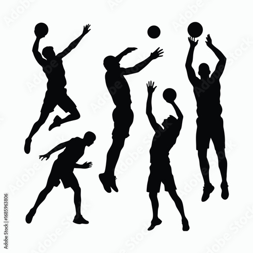 Basketball Silhouettes in Action