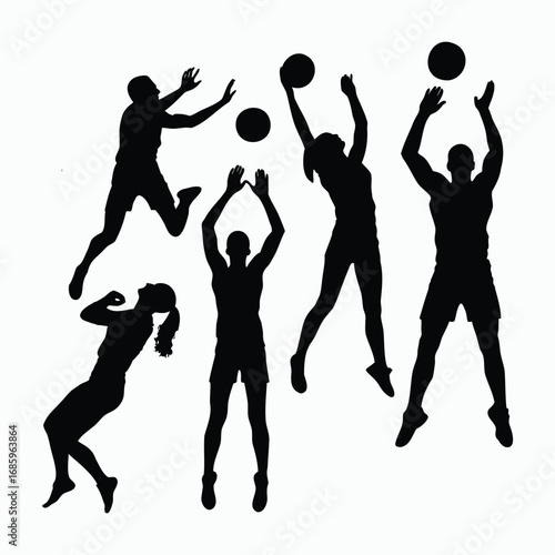 Basketball Silhouettes in Action