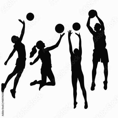 Basketball Silhouettes in Action