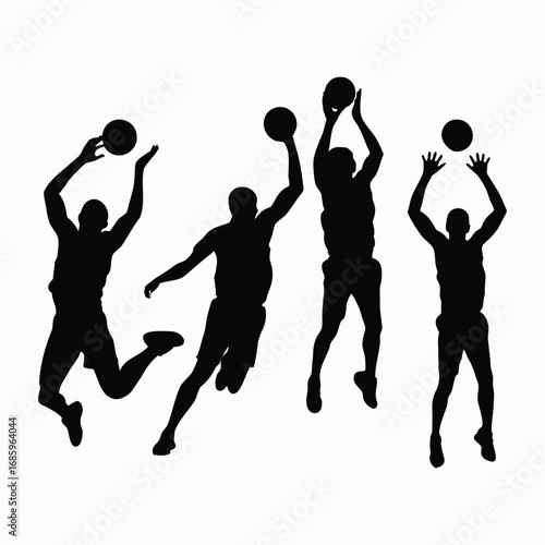 Basketball Silhouettes in Action