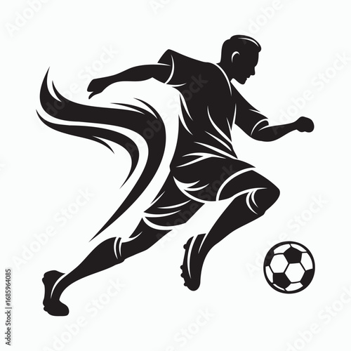 Soccer Player Kicking Ball Silhouette