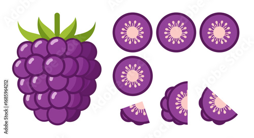 Vibrant blackberry segments creating a refreshing design with fruit slices