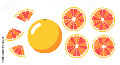 Aromatic grapefruit arrangement with colorful slices, fresh and healthy