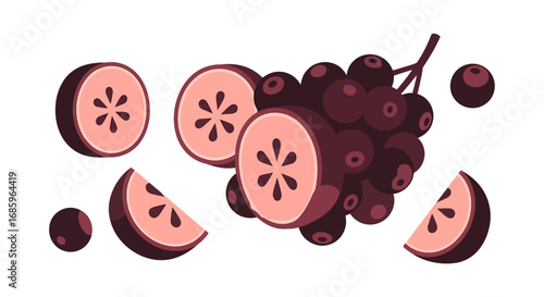 Exotic star apples assortment artistic representation in minimalist style
