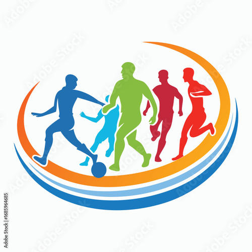 Colorful Silhouettes of Soccer Players in Action