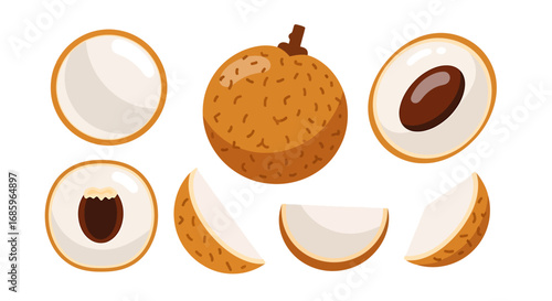 Artistic representation of lychee fruit showcasing its internal structure
