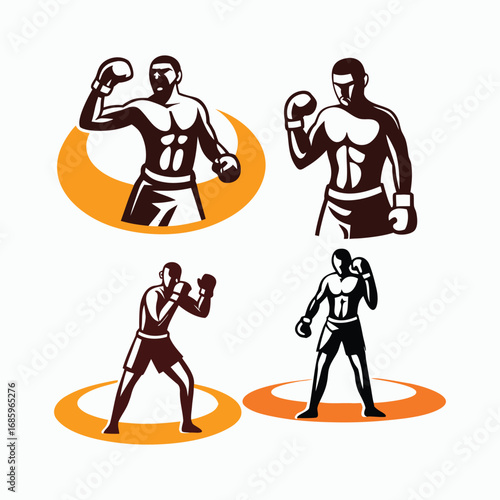 Boxing Fighter Silhouettes in Action Poses – Vector Illustration Set