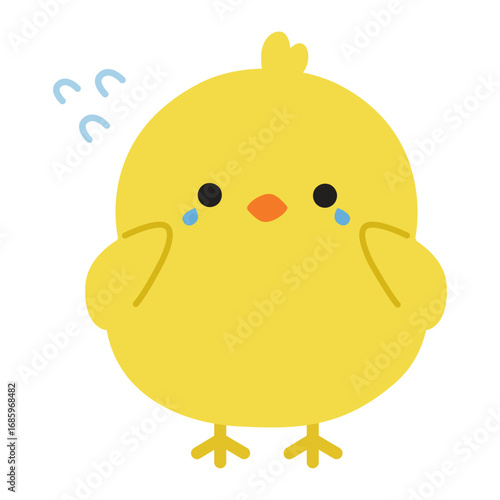 ヒヨコのキャラクター泣いている表情