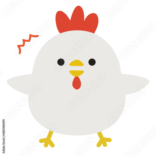 ニワトリのキャラクター驚いている表情