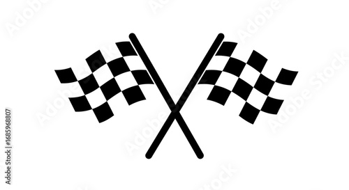 Vector Black and White Clipart of Crossed Racing Checkered Flags