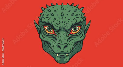 Vector Illustration of Reptilian Human Eyes with All Seeing Eye Symbol Conspiracy Theory Paranormal Surreal Art