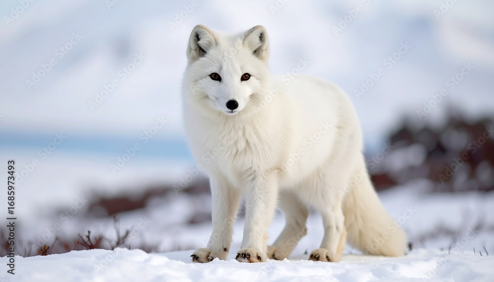 Fototapeta premium Arctic fox in snowy landscape
