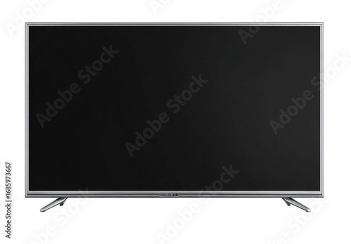 Flat-screen TV, dark screen, silver bezel