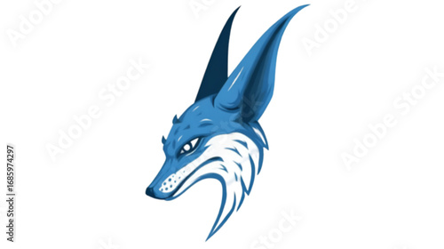 Stylized blue fox head mascot logo illustration.
