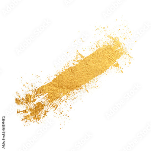 Gold paint brush stroke with transparent background
