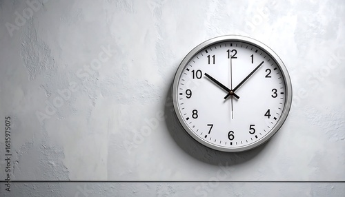 Wallpaper Mural A plain silver wall clock against a mottled gray wall. Hands point towards ten past two Torontodigital.ca