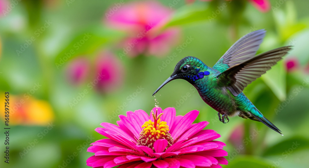 Fototapeta premium Hummingbird Feeding on a Flower
