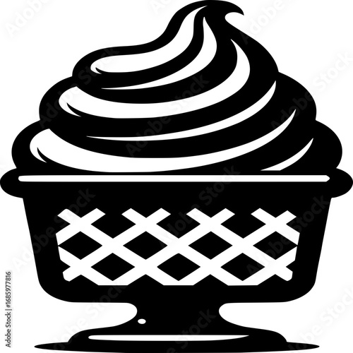 Delicious Ice Cream Delight: A simple yet elegant image of ice cream in an intricate glass, tempting with its smooth, creamy texture.