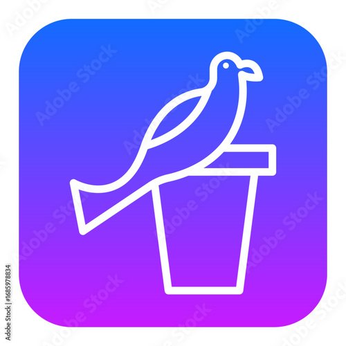 Bird on Flower Pot Vector Icons