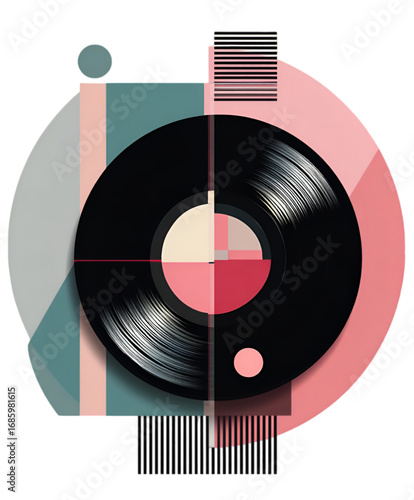 Modern Abstract Geometric Illustration of a Vinyl Record.