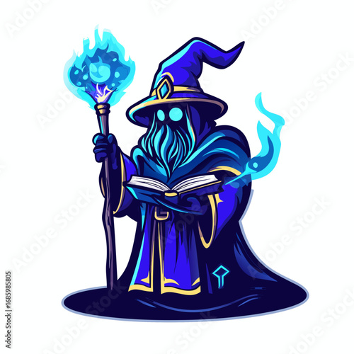 Blue Mage Mascot Logo
