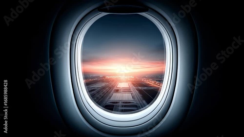 Sunrise Airport Runway Outside Airplane Window