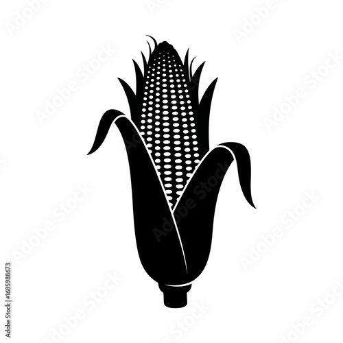 Corn cob silhouette isolated on white background