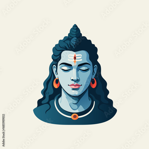 Serene Portrait of Hindu God Shiva.