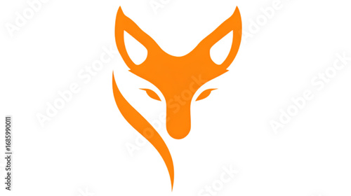 Stylized orange fox head logo vector illustration.