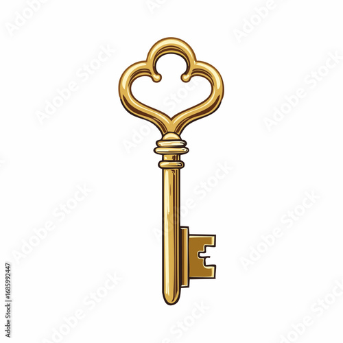 Vintage antique golden key illustration symbolizing access, opportunity, or unlocking secrets and unlocking potential