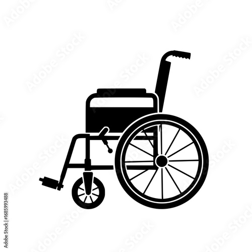 Black wheelchair icon simple flat vector design for accessibility and health care
