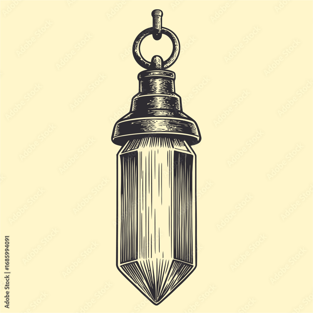 Fototapeta premium Vintage Pendant Light Fixture with Geometric Crystal Design and Chain