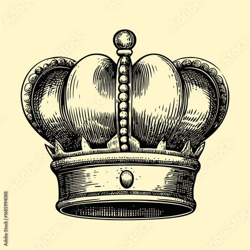 Vintage Crown Illustration with Intricate Details and Classic Design