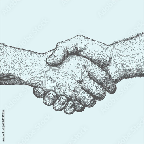 Close-Up of Two Hands Shaking in a Gesture of Agreement and Unity