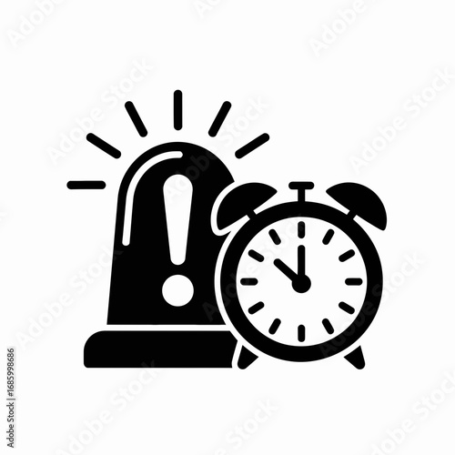 Warning Alarm Clock Icon Vector Time Alert Symbol